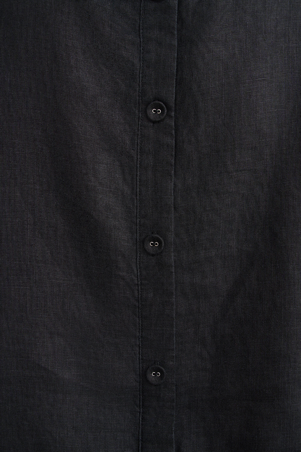 Linen Button Back Top - Black