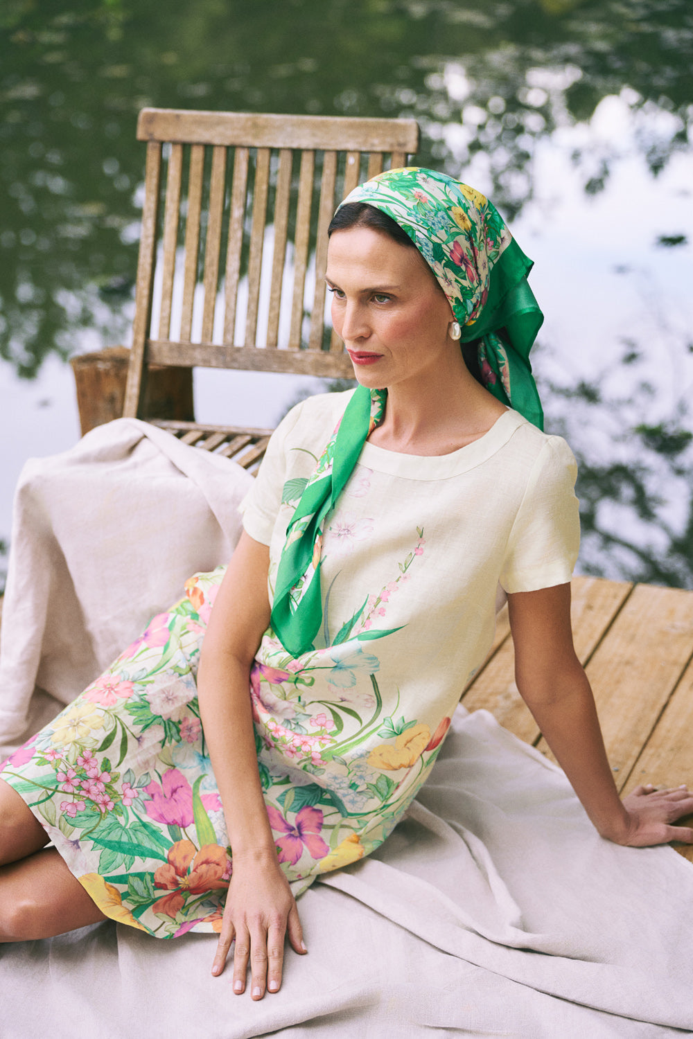 Printed French Linen Dress – Botanical Print