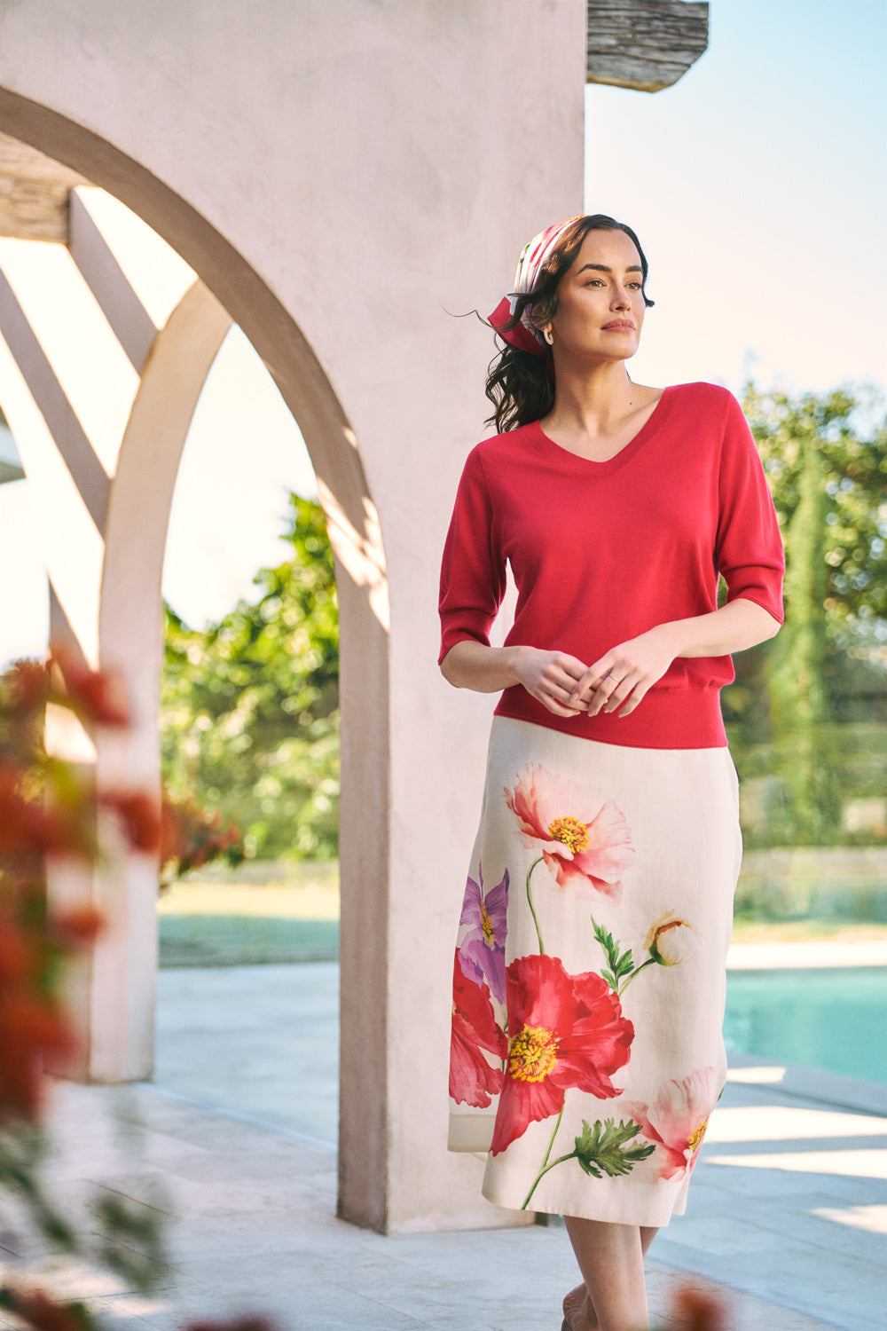 Ramie A-Line Skirt – Poppy Print