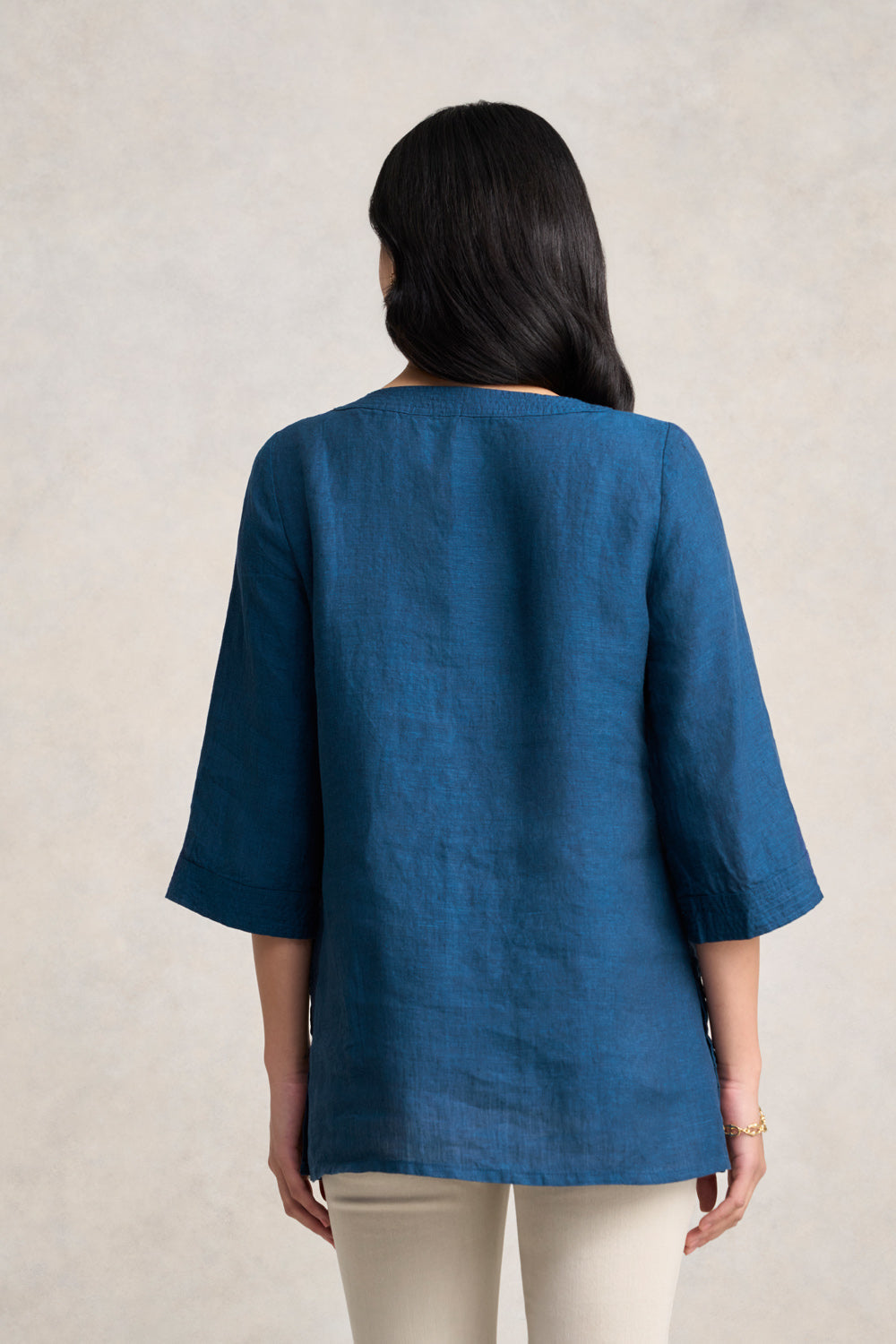 Linen Tunic - Navy Delave