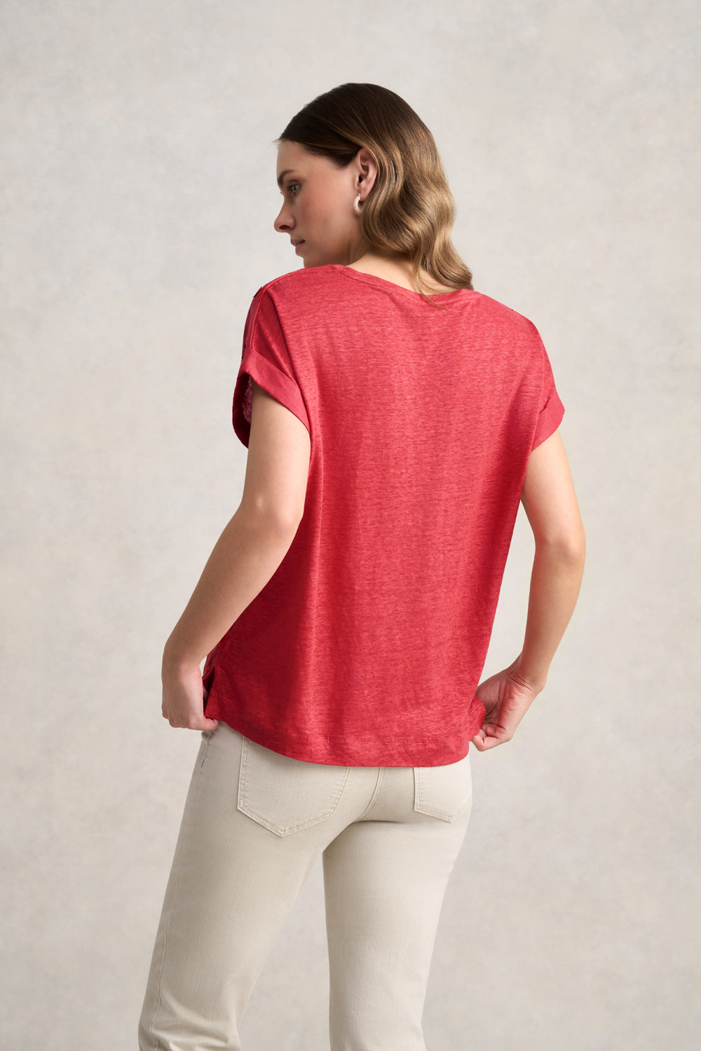 Mixed Linen Floral T-Shirt – Watermelon
