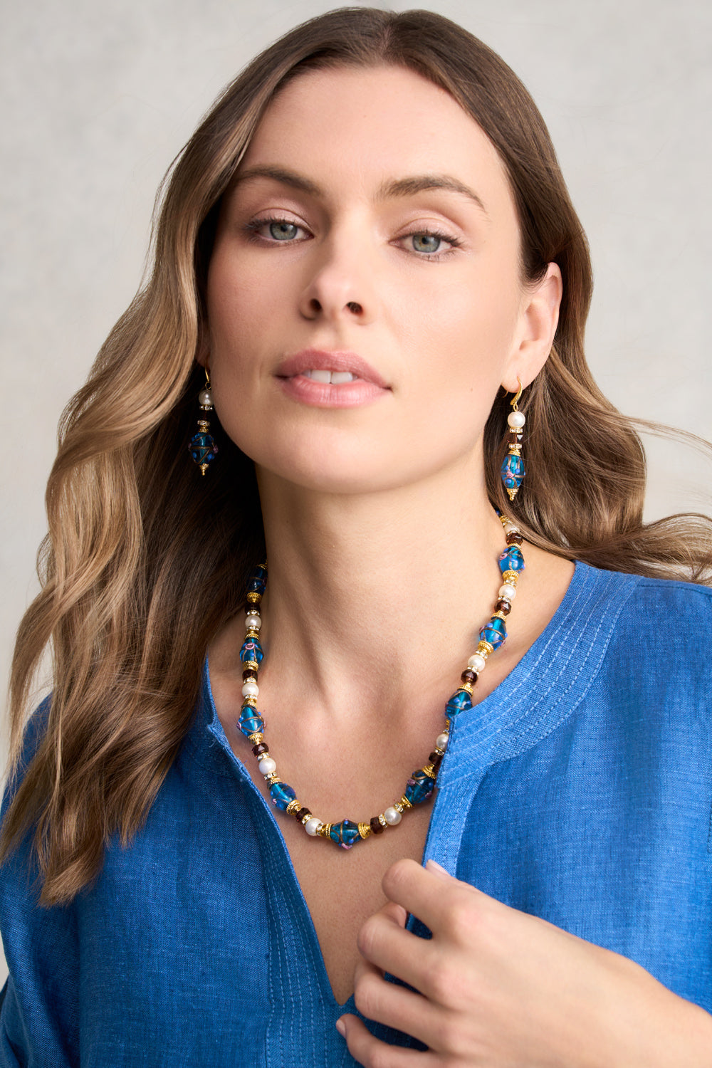 Painted Bead Necklace – Blue