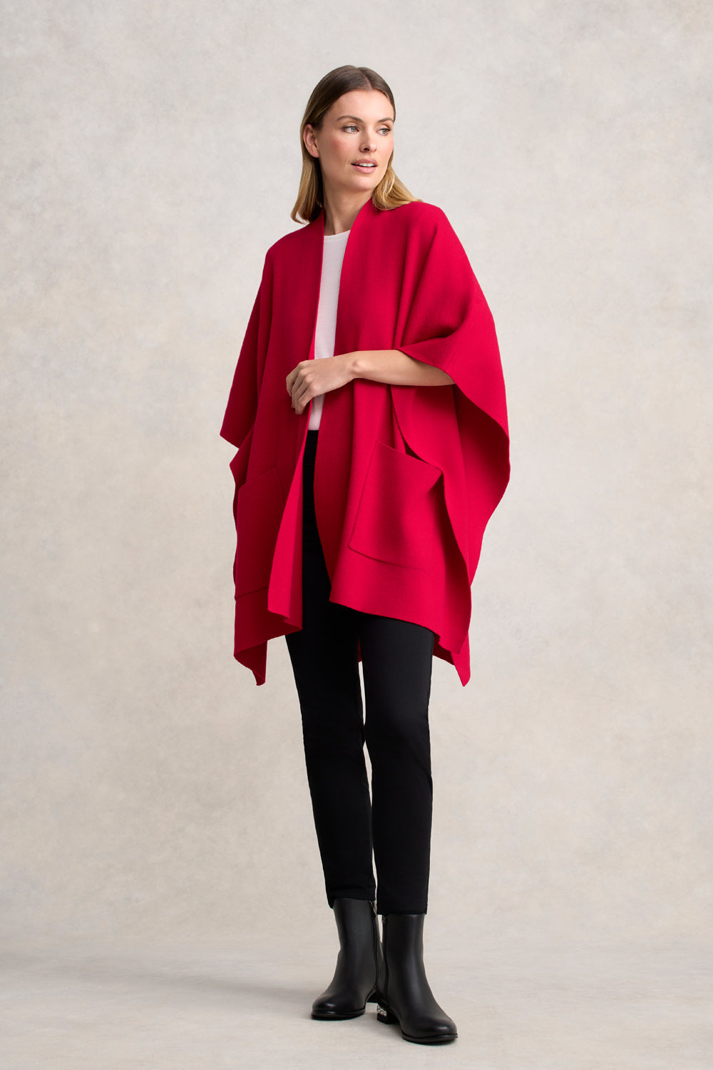 Front Pocket Merino Wrap - Rouge