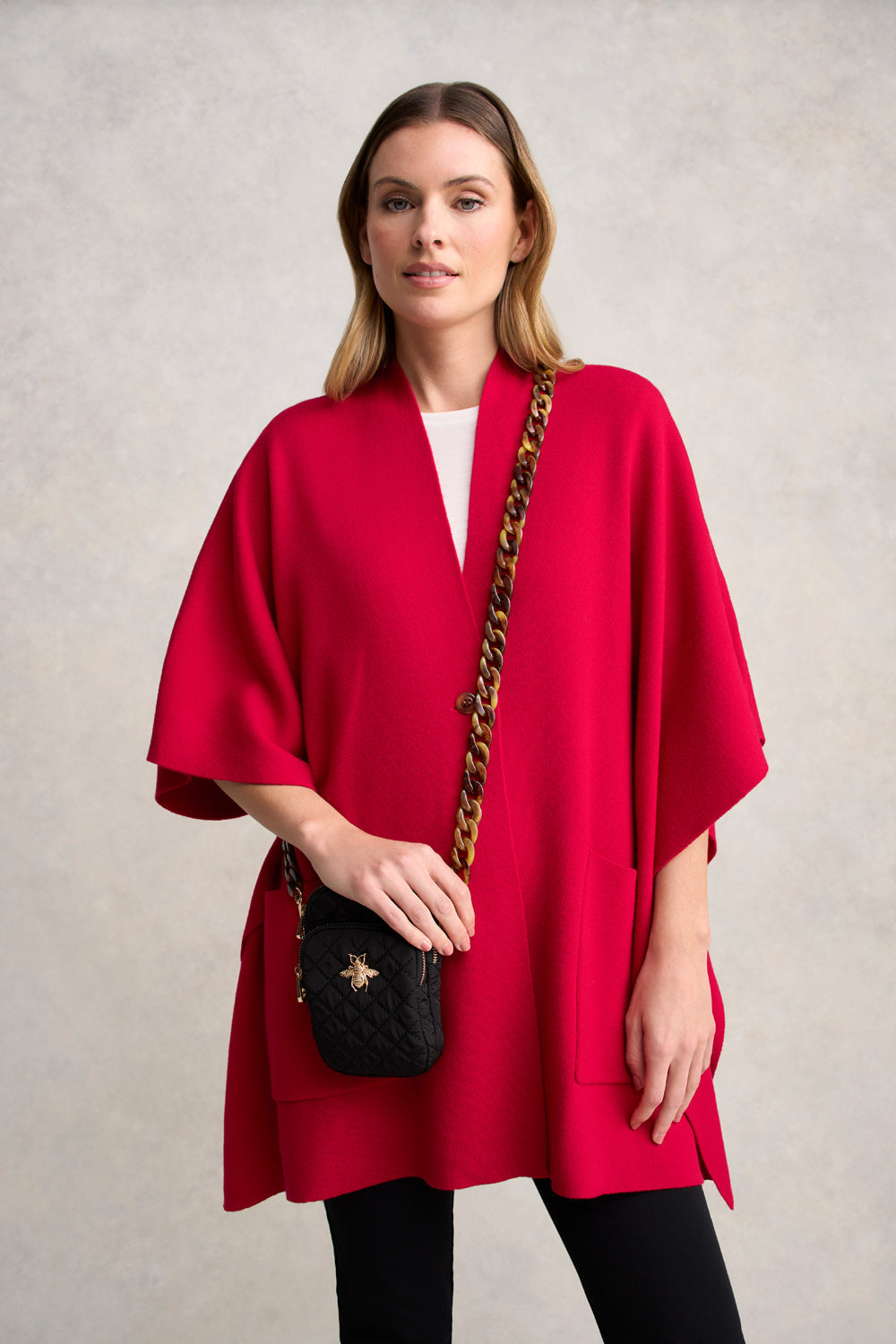 Front Pocket Merino Wrap - Rouge