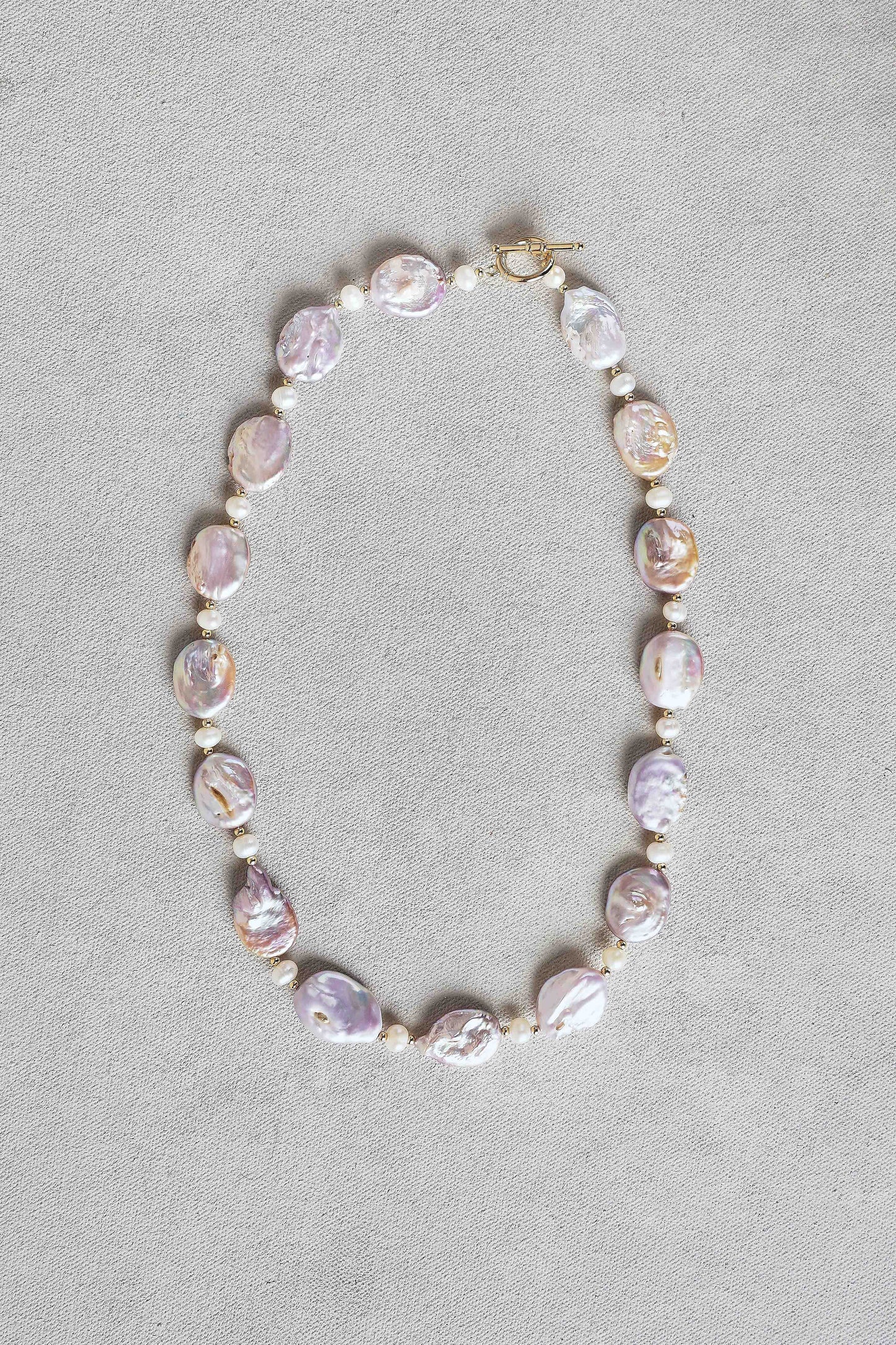 Flat Pearl Necklace – Pink