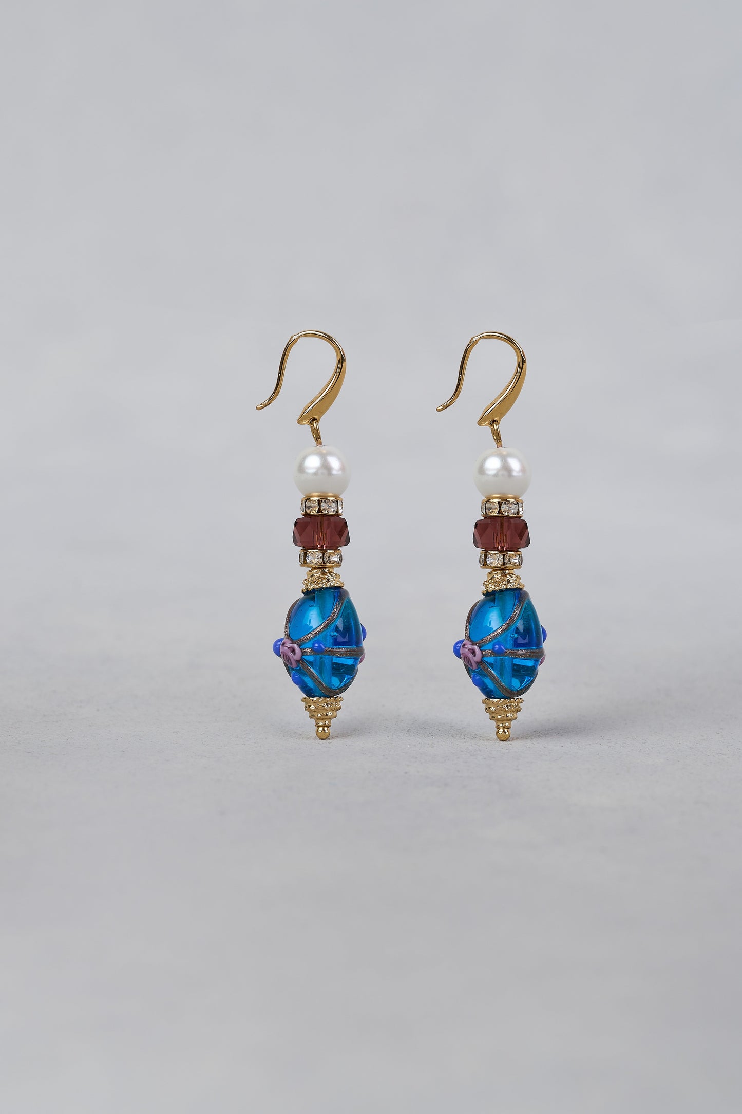Painted Bead Earrings – Blue