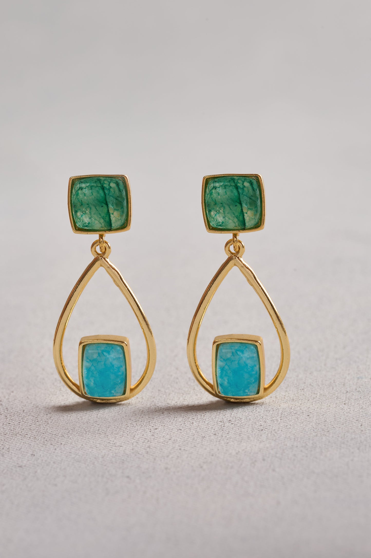 Bead & Tear Drop Earrings - Multicolour