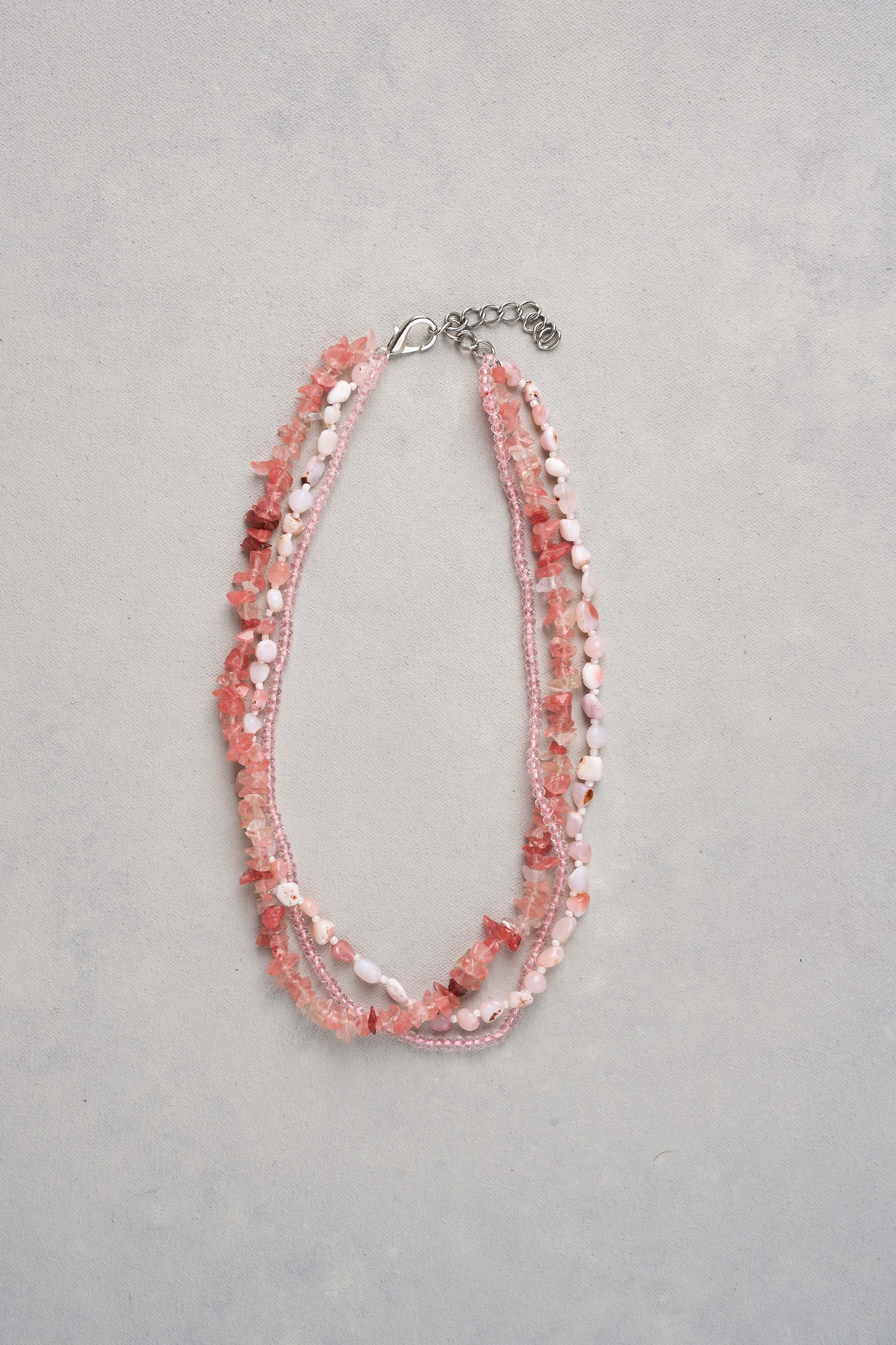 Mixed Stone Necklace - Pink