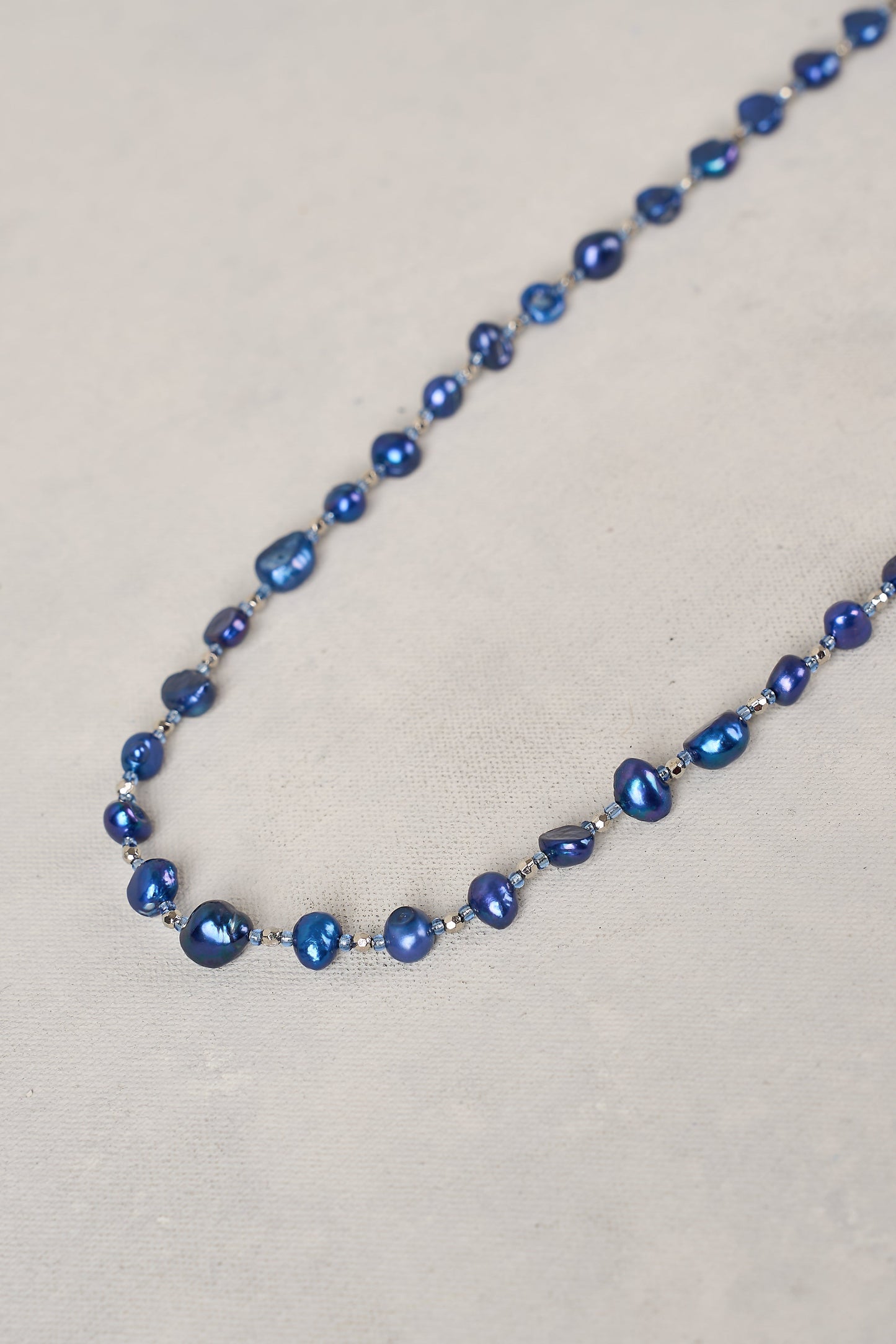 Belle Pearl Necklace - Dark Blue