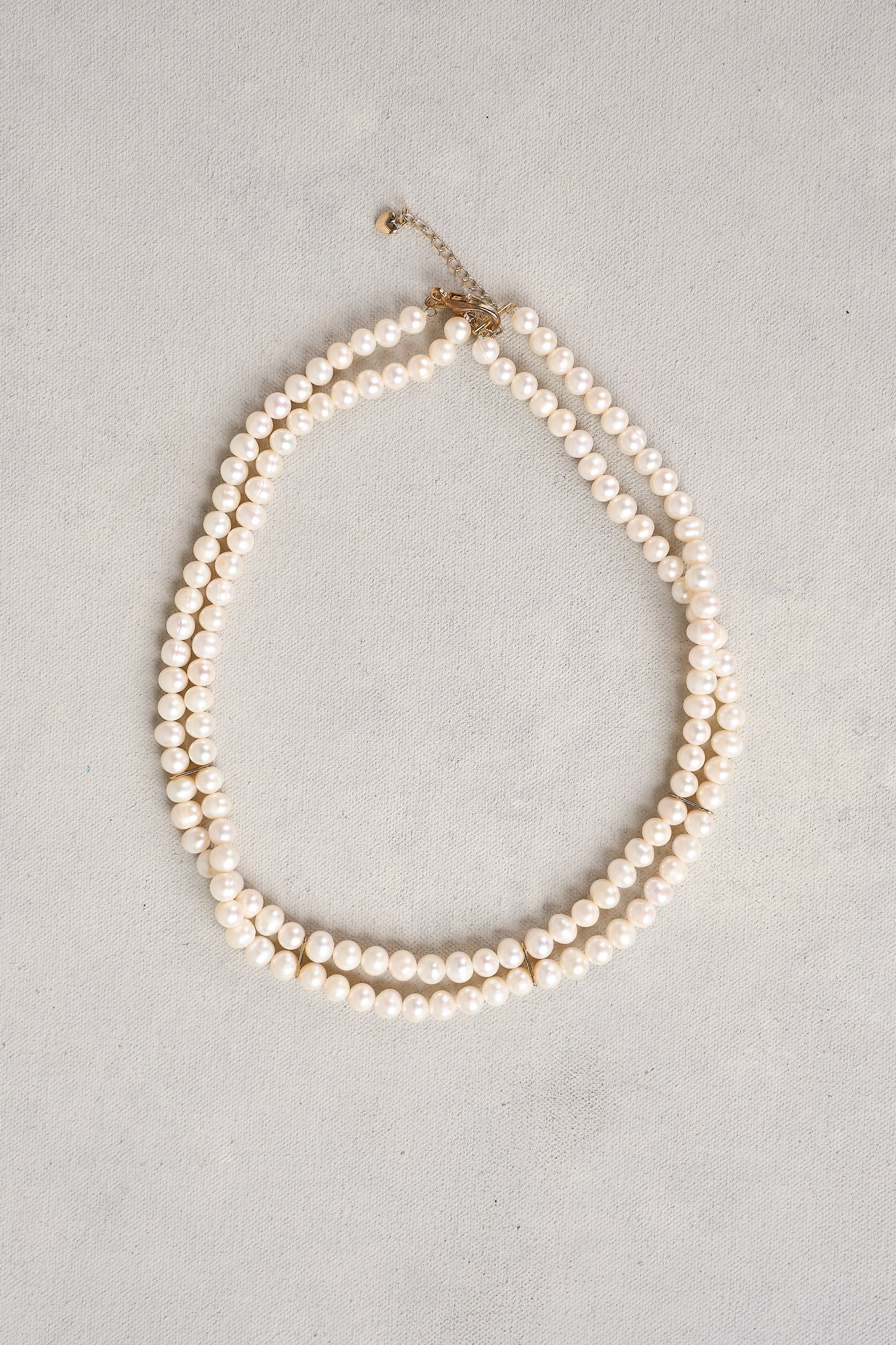 Double Row Pearl Necklace - White