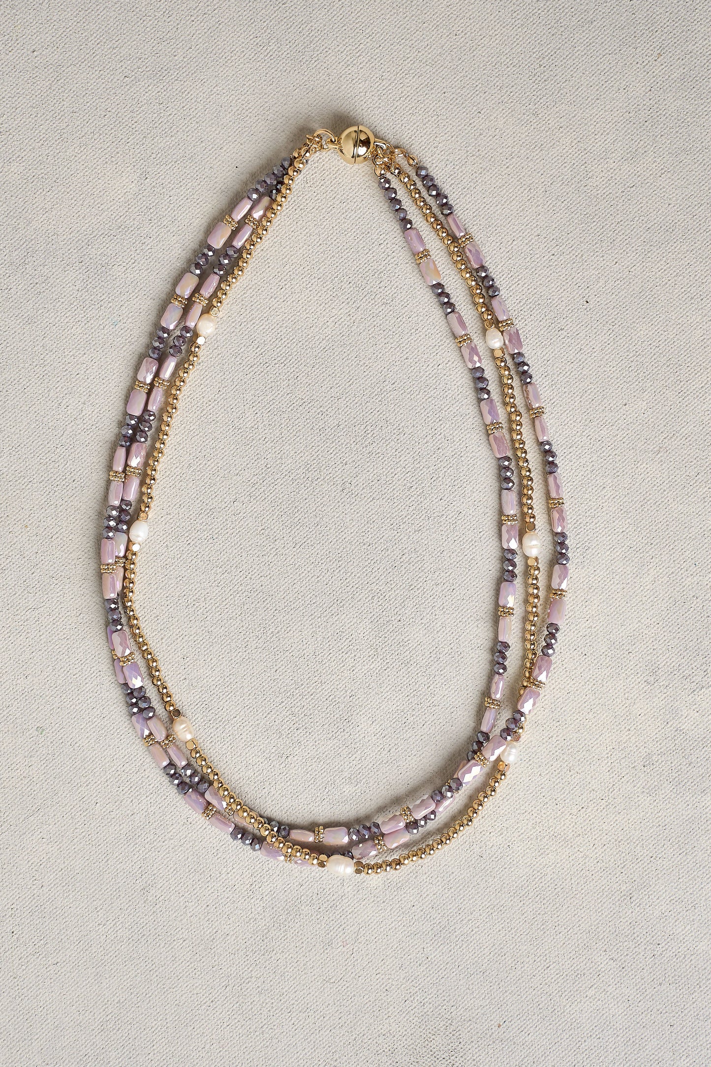 Lilac Pearls Layered Necklace
