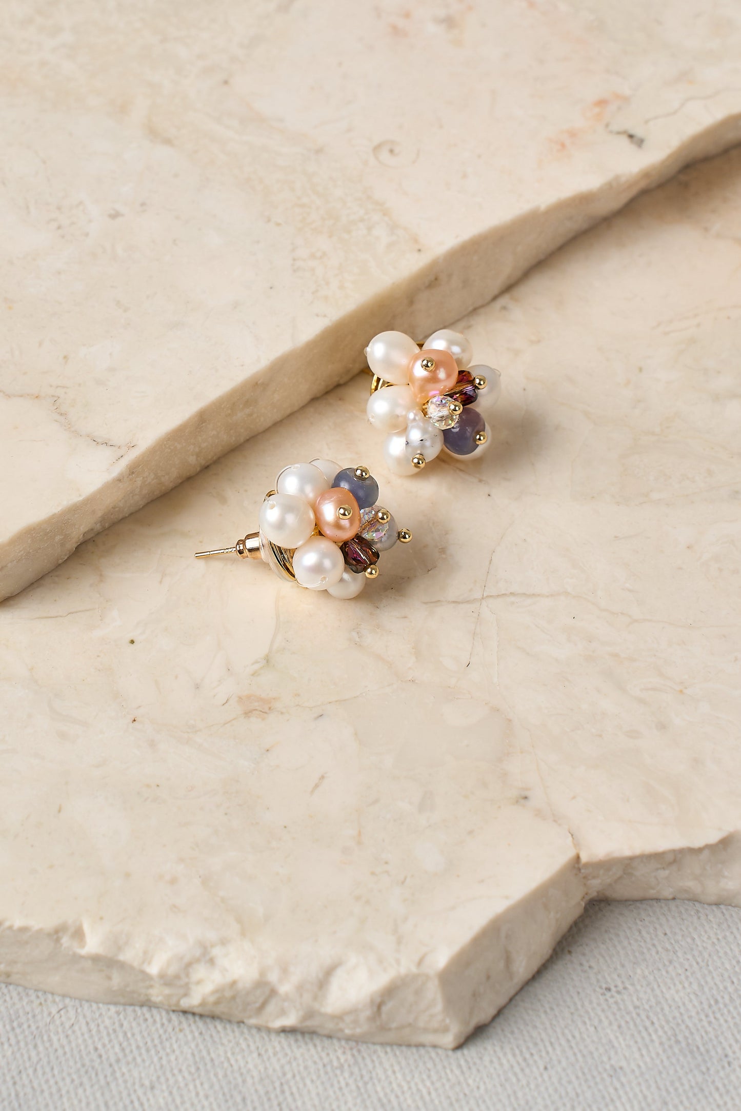 Pearl Cluster Studs - Gold