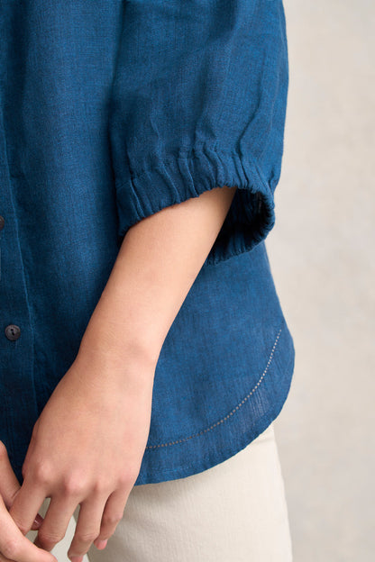 Essential Linen Shirt - Navy Delave