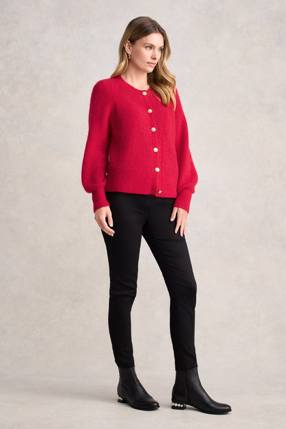 Blouson Sleeve Cardigan - Rouge