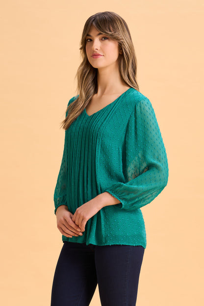 Clipped Georgette Blouse - Meadow Green