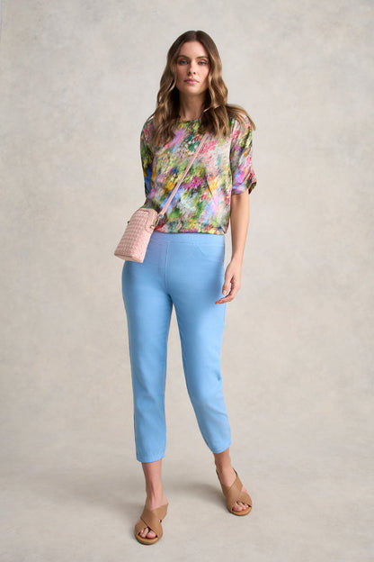 Ruched Sleeve T-Shirt – Meadow Print