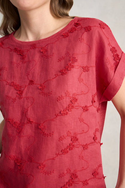 Mixed Linen Floral T-Shirt – Watermelon