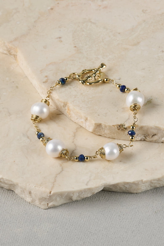 Scattered Pearl Bracelet -Navy