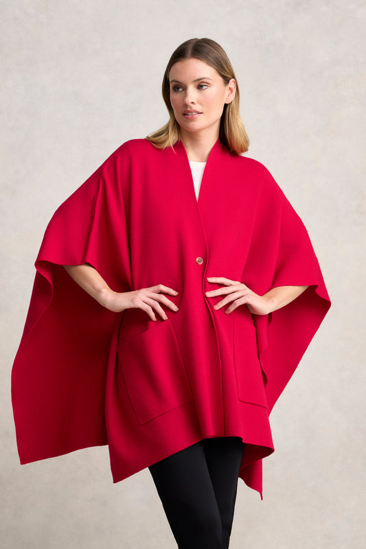Front Pocket Merino Wrap - Rouge