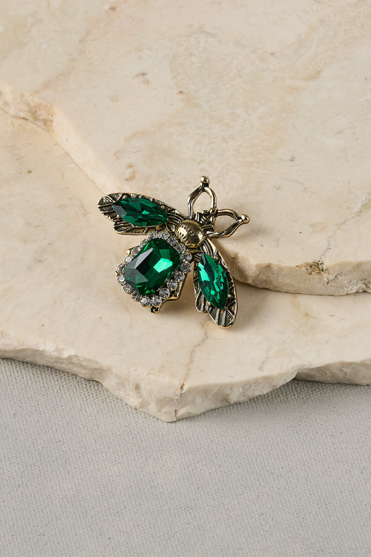 Bejewelled Bee Brooch - Emerald