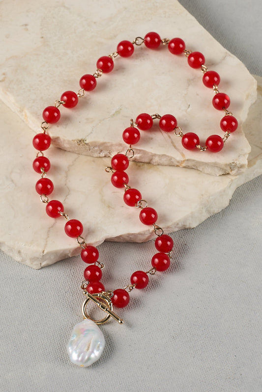 Pearl Pendant Necklace - Rouge