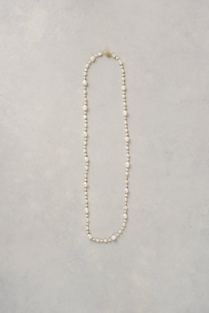 Long Pearl Necklace – Cream