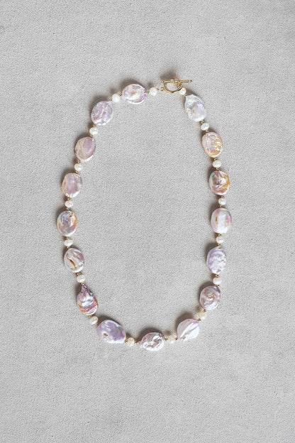 Flat Pearl Necklace – Pink