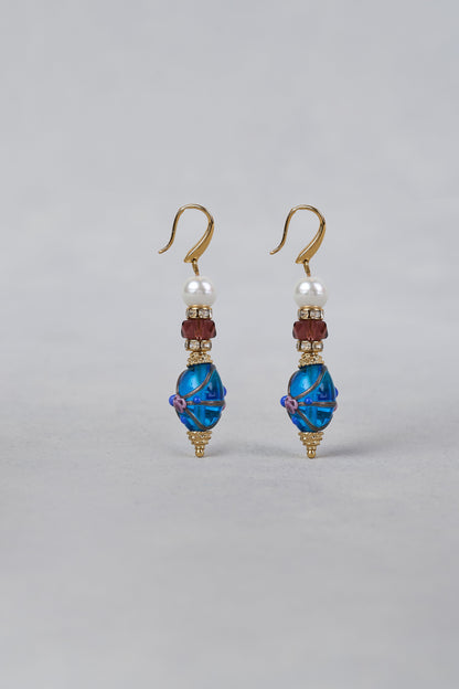 Painted Bead Earrings – Blue