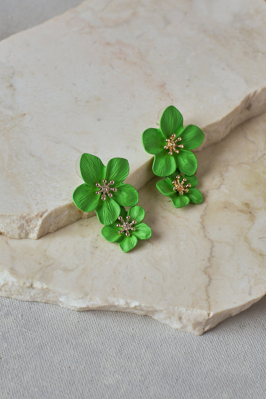 Green Floral Earrings – Green