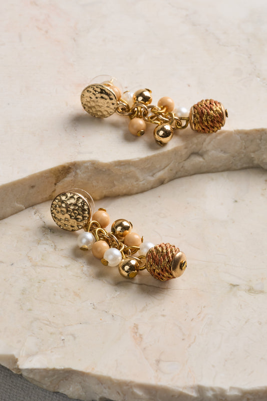 Multi Bead Earrings - Gold