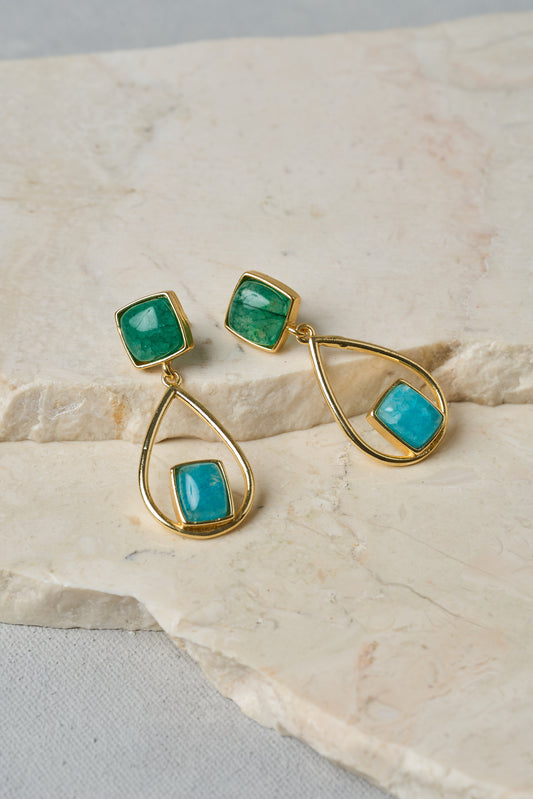 Bead & Tear Drop Earrings - Multicolour