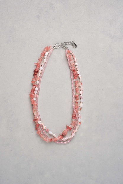Mixed Stone Necklace - Pink