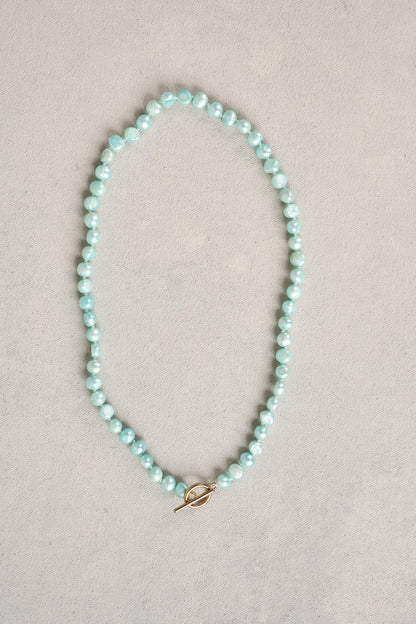 Aqua Blue Pearl Necklace