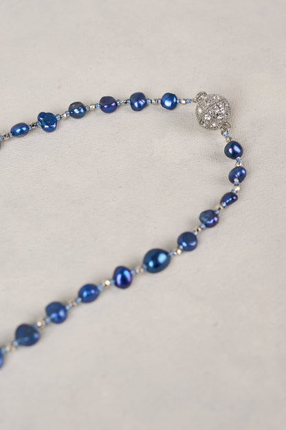 Belle Pearl Necklace - Dark Blue