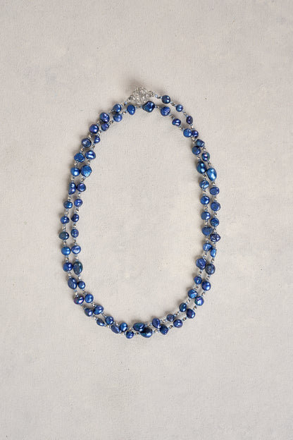 Belle Pearl Necklace - Dark Blue