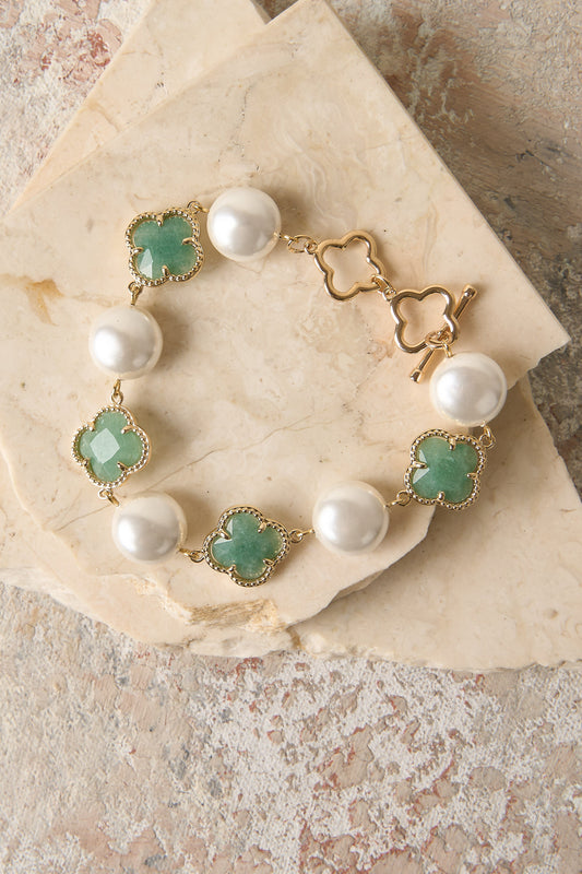 Clover Pearl Bracelet - Amazonite