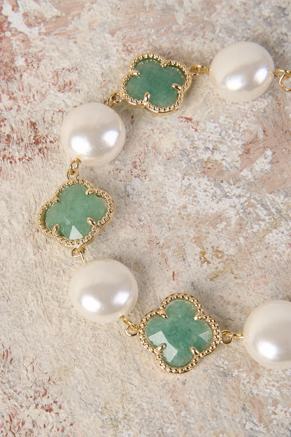 Clover Pearl Bracelet - Amazonite