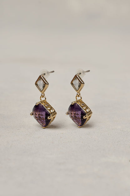 Double Drop Studs - Purple
