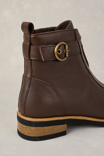 Ella Zip Front Boot - Chocolate