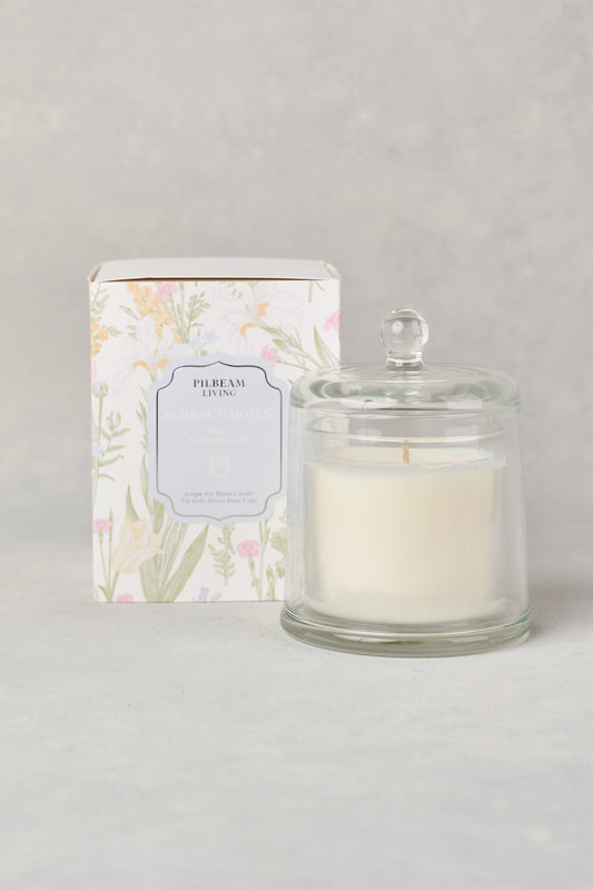 Floral Garden Glass Cloche Candle