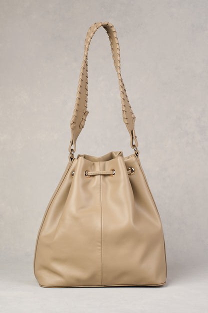 Leila Drawstring Bucket Bag - Stone