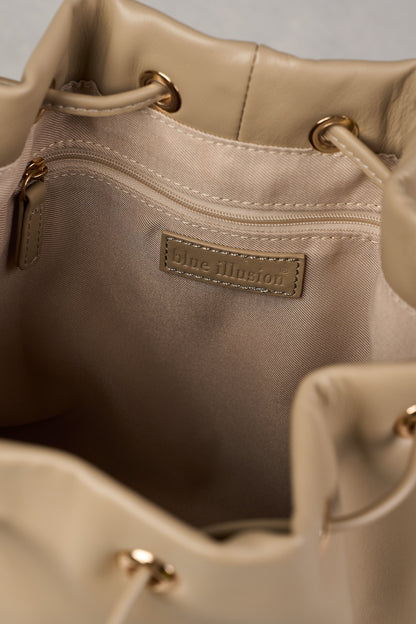 Leila Drawstring Bucket Bag - Stone