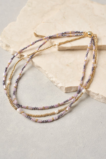 Lilac Pearls Layered Necklace