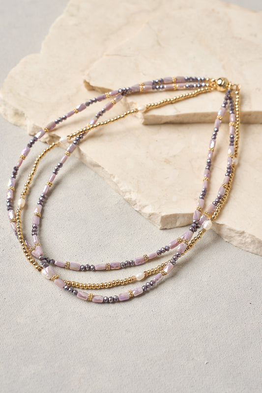 Lilac Pearls Layered Necklace