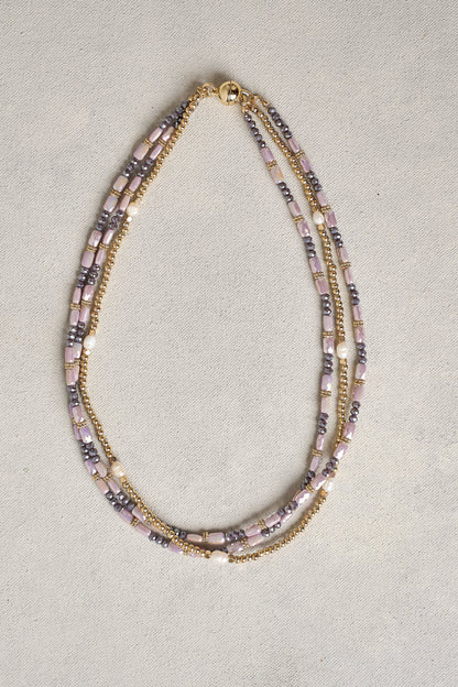 Lilac Pearls Layered Necklace