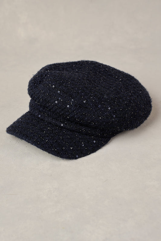 Navy Sequin Baker Boy