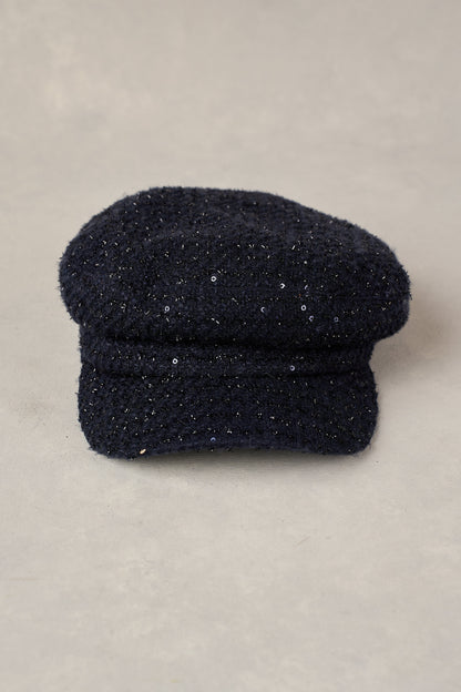 Navy Sequin Baker Boy