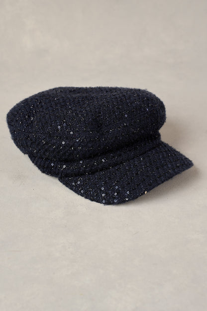 Navy Sequin Baker Boy