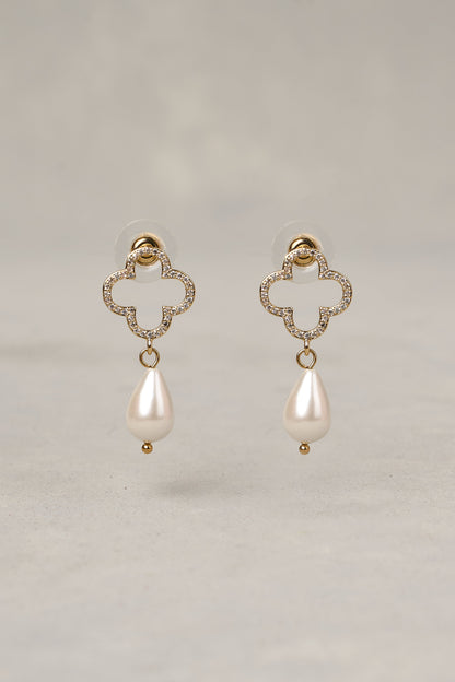Pearl Clover Studs - Gold & Pearl