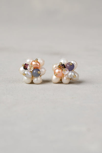 Pearl Cluster Studs - Gold